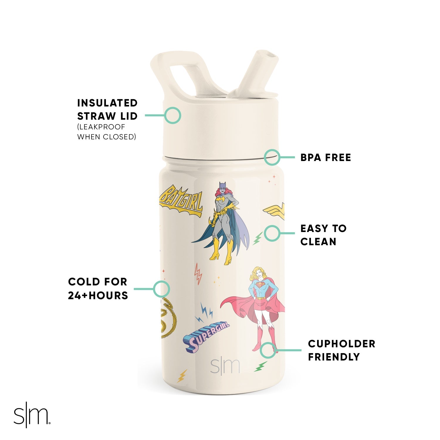 Summit Kids Water Bottle with Straw Lid - BPA Free, Leak Proof, Insulated Stainless Steel Bottle for School, Sports & Outdoor Activities