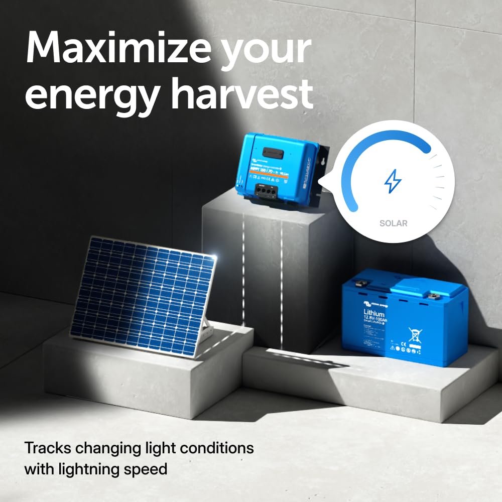 Victron Energy SmartSolar MPPT 150V 70A Solar Charge Controller with Bluetooth - 12/24/36/48V Regulator for Solar Panel Systems - Perfect for Off-Grid Homes, RVs & Marine Applications