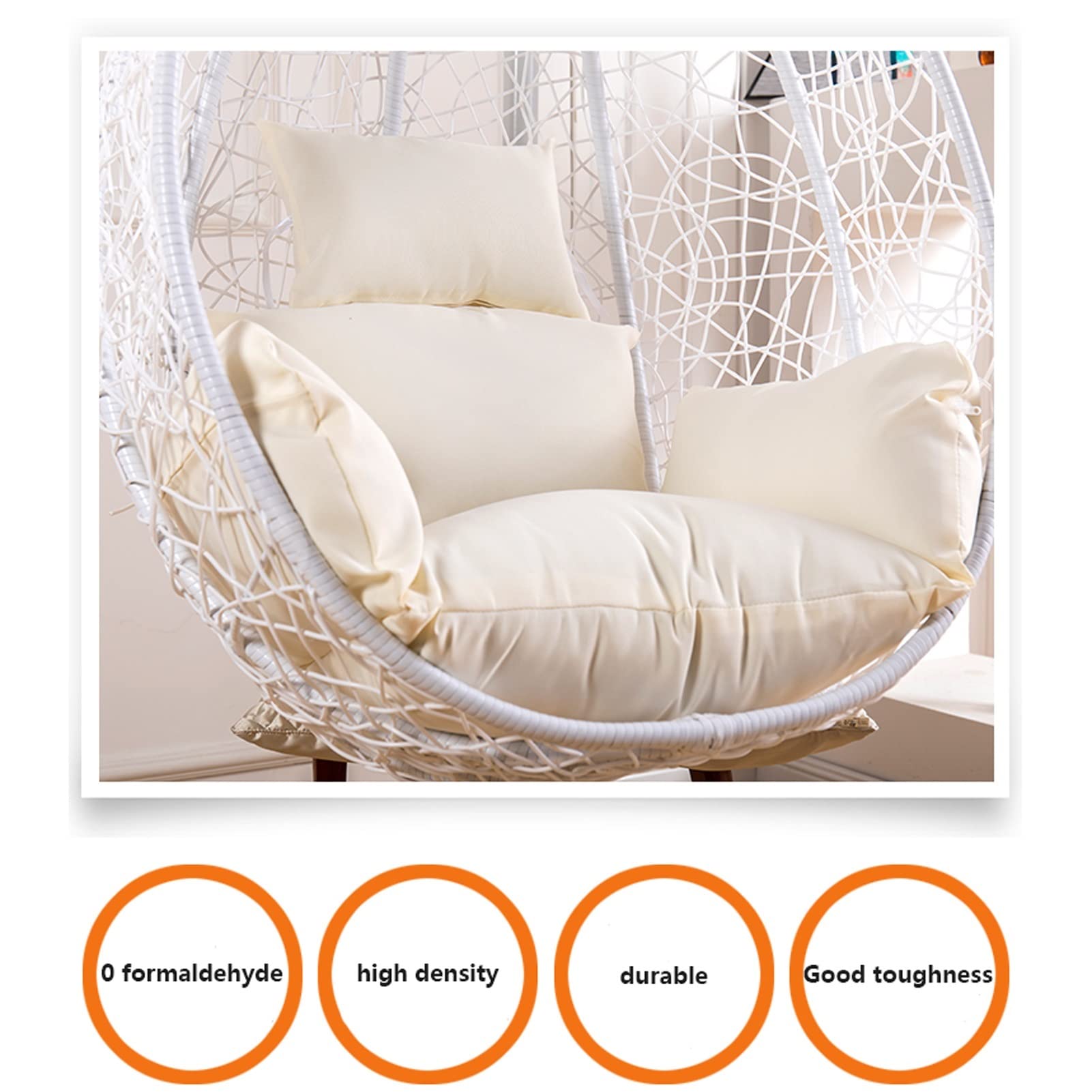 HCZION Egg Chair Cushion Cover - Replacement Swing Chair Cushion Pads for Hanging Basket Chairs - Soft Gray Fabric - Perfect for Indoor/Outdoor Patio, Garden, and Porch Relaxation
