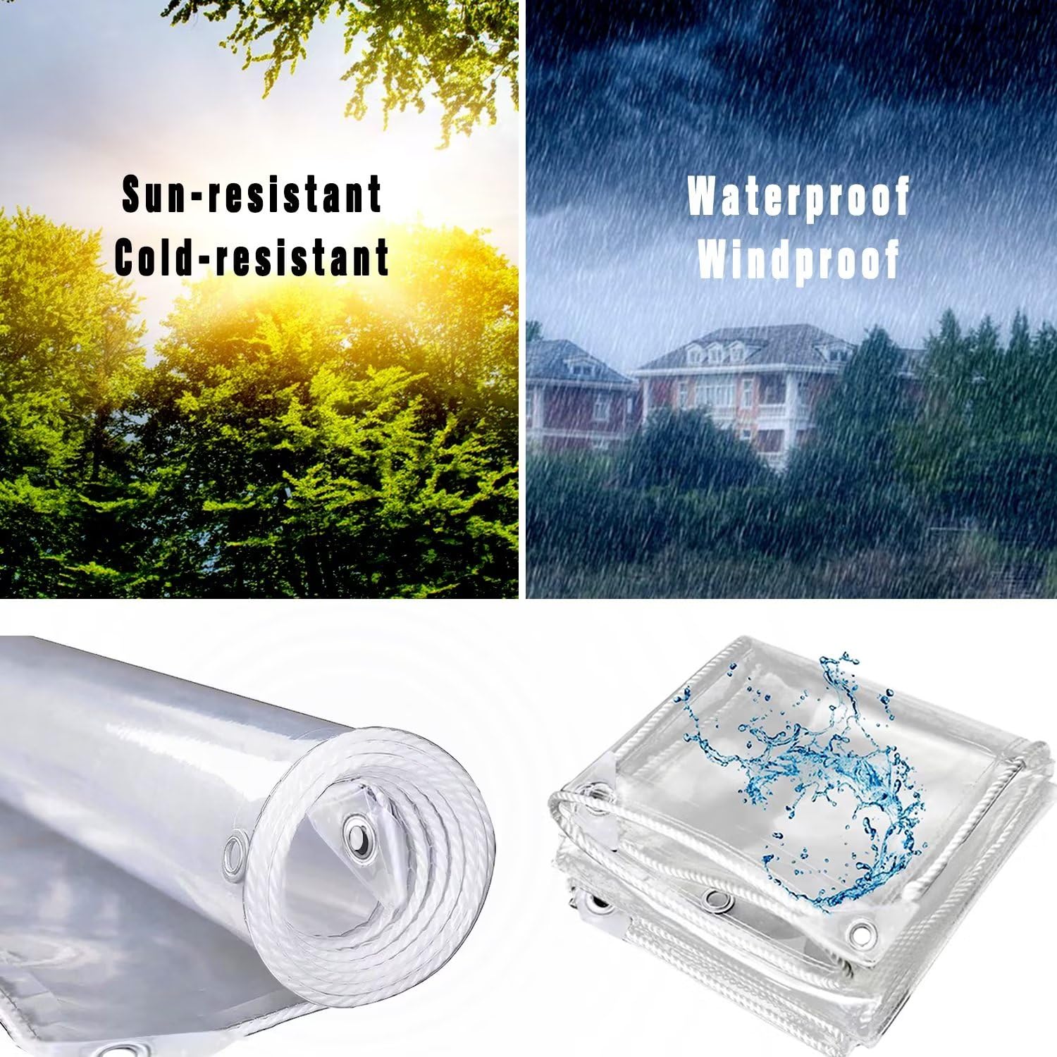 AHWEKR 10' x 12' Clear Heavy Duty Waterproof Tarp - Transparent Reinforced Vinyl with Grommets & Tear-Resistant Edges for Greenhouse, Outdoor Cover, Canopy, Nursery, Camping & Emergency Shelter