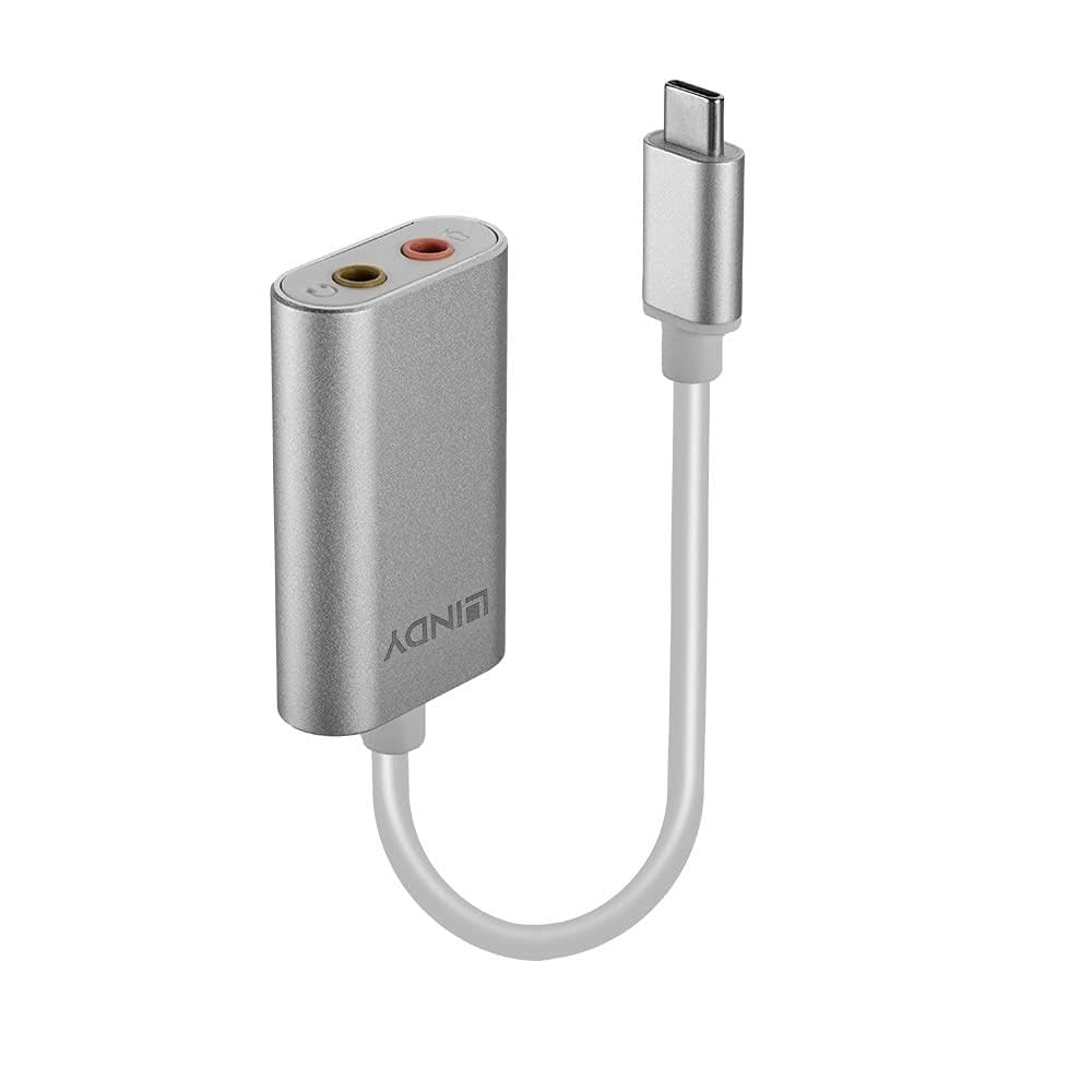 LINDY USB Type C to 3.5mm Audio Adapter - High Quality Silver Headphone Jack Converter for Smartphones, Laptops & Tablets - Perfect for Music, Gaming & Video Calls