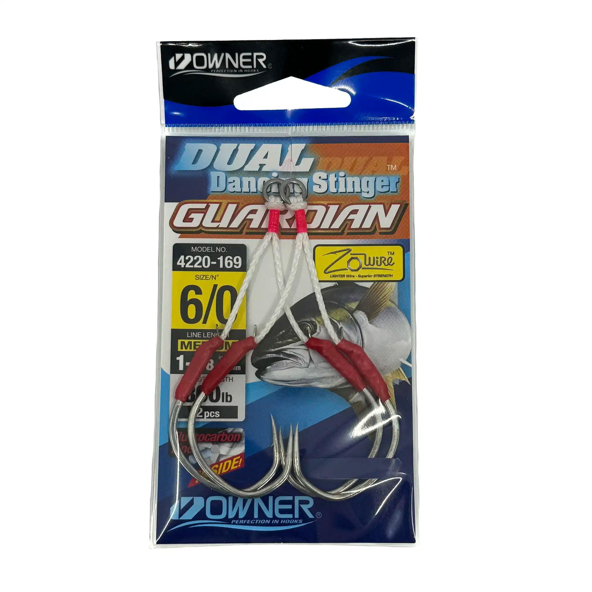 Owner Guardian Dual Dancing Stinger Assist Hooks - 2 Pack for Saltwater Fishing Lures & Offshore Trolling Rigs