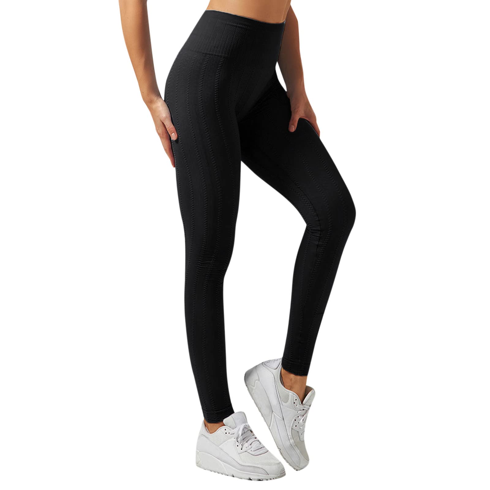 High Waist Seamless Yoga Pants for Women - Breathable Workout Leggings, Tummy Control Gym Tights, Stretchy Muscle Training Pants (Black) - Perfect for Yoga, Pilates & Running