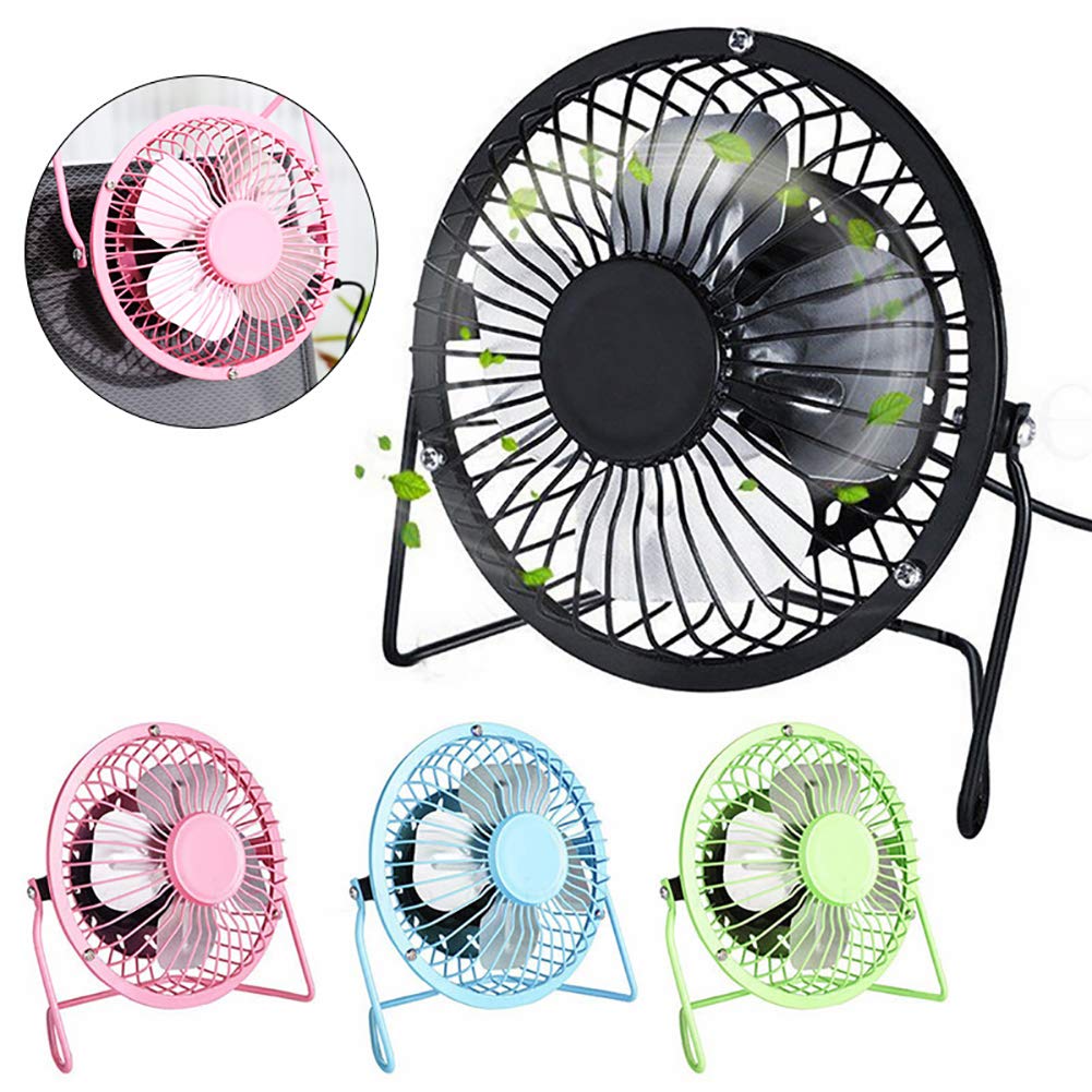 Portable USB Rechargeable Mini Desk Fan - Metal Quiet Cooling Fan for Home, Office & Travel - Black | Perfect for Work, Study & Outdoor Activities