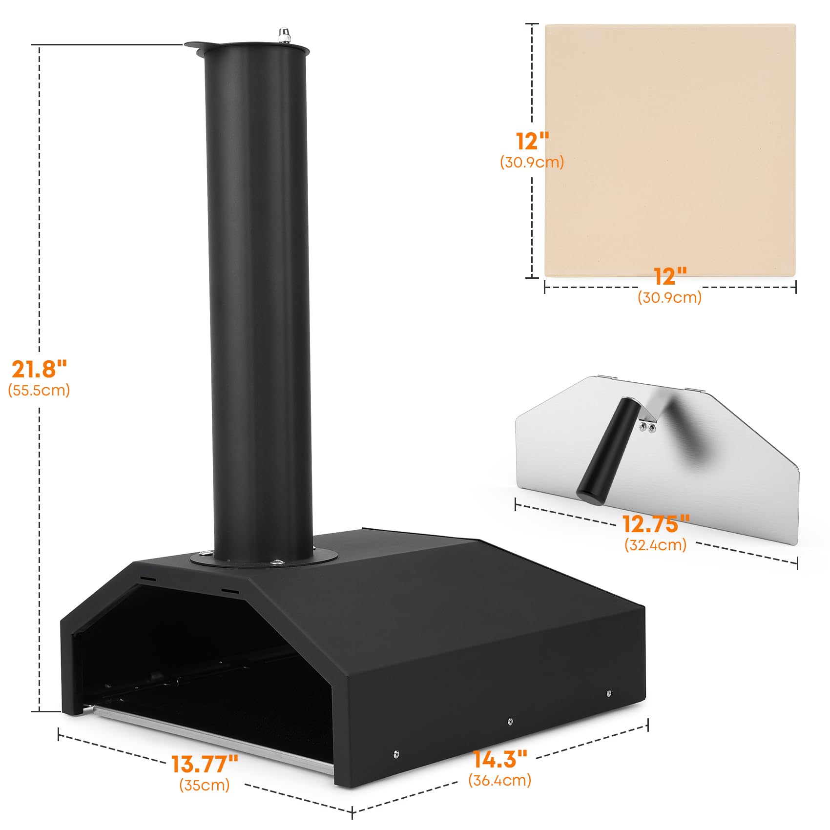 Stanbroil 14 Inch Outdoor Pizza Oven Box - Wood Burning Stove Compatible, Portable Wood Fired Pizza Maker with Pizza Stone for Grill, Stove Top & Camping - Perfect for Backyard BBQs, Picnics & Outdoor Cooking