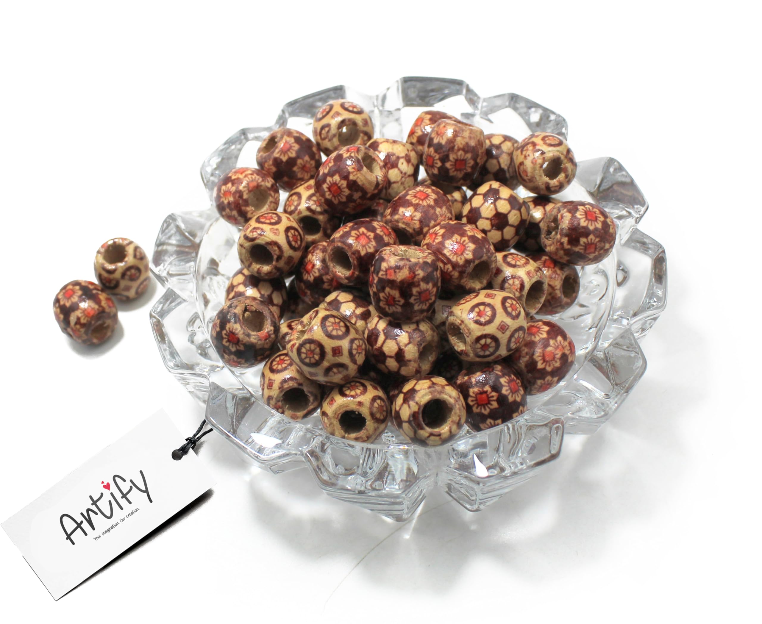 Artify 18mm Wooden Beads for Crafts - 20pcs Smooth Predrilled Wooden Beads for Kids DIY Jewelry Making, Bracelets & Necklaces - Durable Arts and Craft Supplies for School Projects & Home Decor