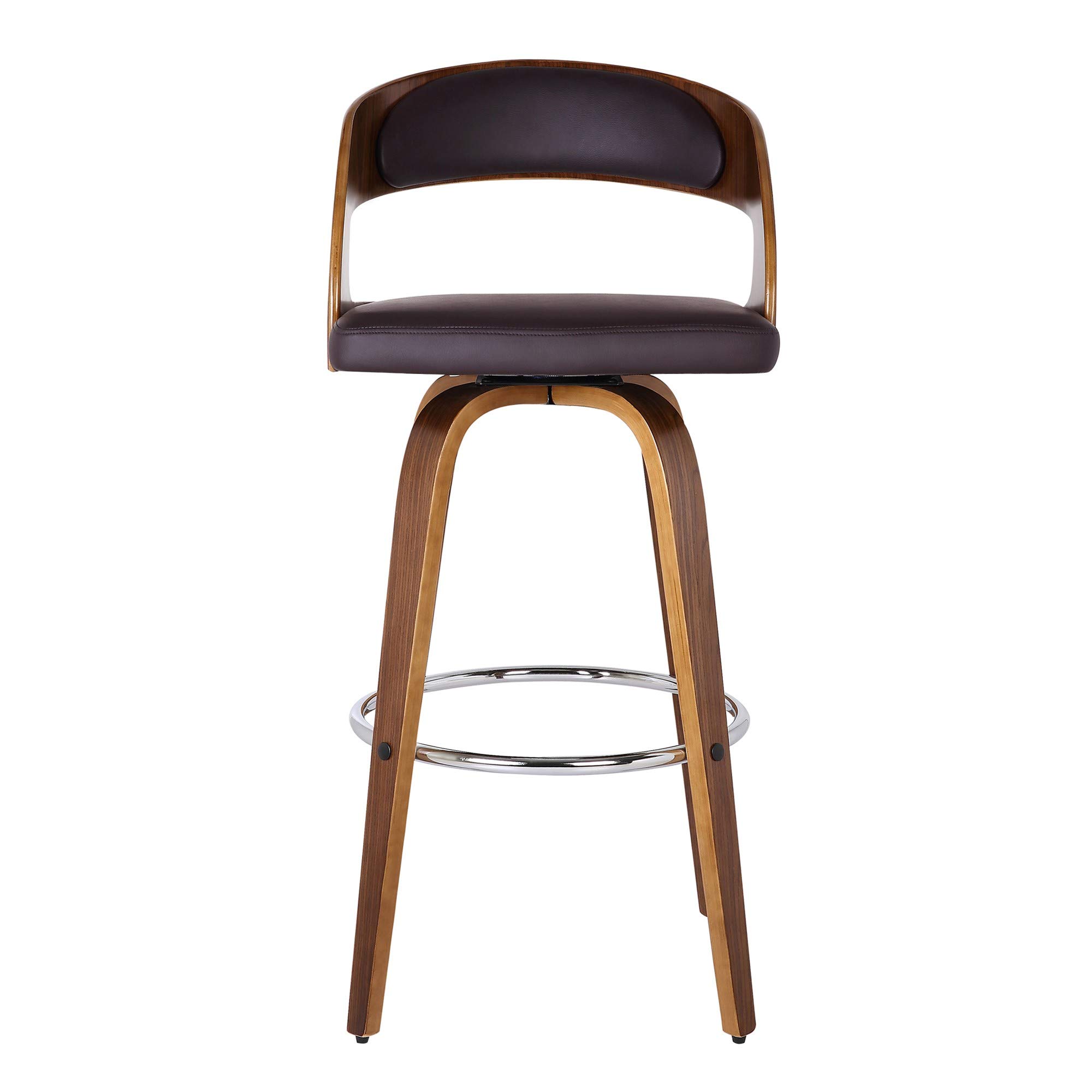 Benjara BM155718 30-inch Swivel Faux Leather Counter Height Bar Stool with Open Back - Brown - Perfect for Kitchen Islands, Breakfast Bars & Home Decor
