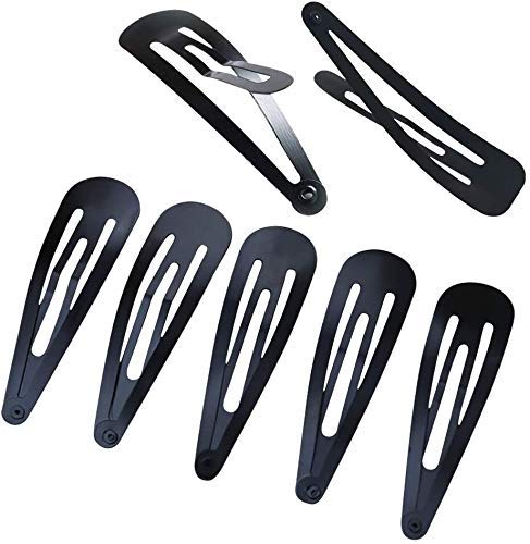 MOOLYAVAAN No-Slip Metal Snap Hair Clips for Women & Kids - Black Small Hair Barrettes for Short Hair (Pack of 10) - Perfect for School, Work, and DIY Crafts