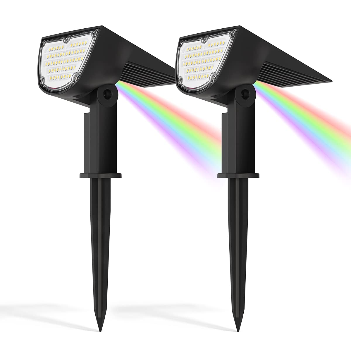 58 LED Solar Spot Lights Outdoor Garden - 2 Lighting Modes with Colorful Backlight, Waterproof Wireless Wall Lights (2 Pack) | Perfect for Yard, Pathway, Patio, Landscape & Home Security Lighting