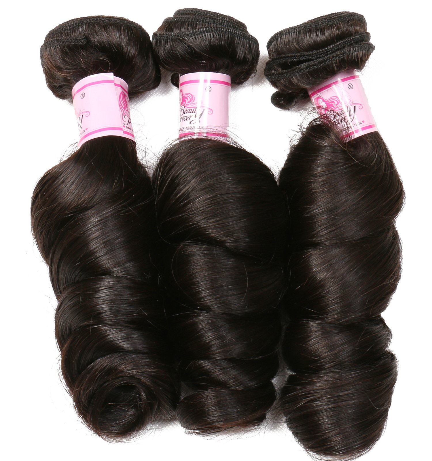 Beauty Forever 100% Unprocessed Brazilian Virgin Hair Extensions - Loose Wave Weft 3 Bundles (20 22 24 Inch) | 95-100g/pc | Natural Color Remy Human Hair | Perfect for Daily Styling, Special Occasions & Salon Use
