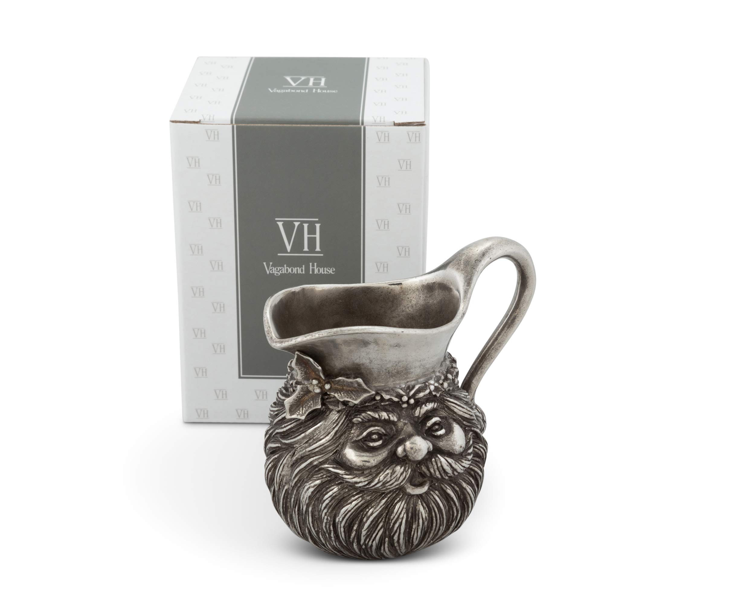Vagabond House Pewter Santa Christmas Creamer & Milk Pitcher - 4 Inch Tall Holiday Decor for Coffee, Tea & Hot Chocolate - Perfect for Christmas Parties, Gift Giving & Festive Table Settings
