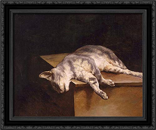 Dead Cat 24x20 Black Ornate Wood Framed Canvas Art Print by Theodore Gericault - Gothic Home Decor, Vintage Wall Art for Living Room & Office