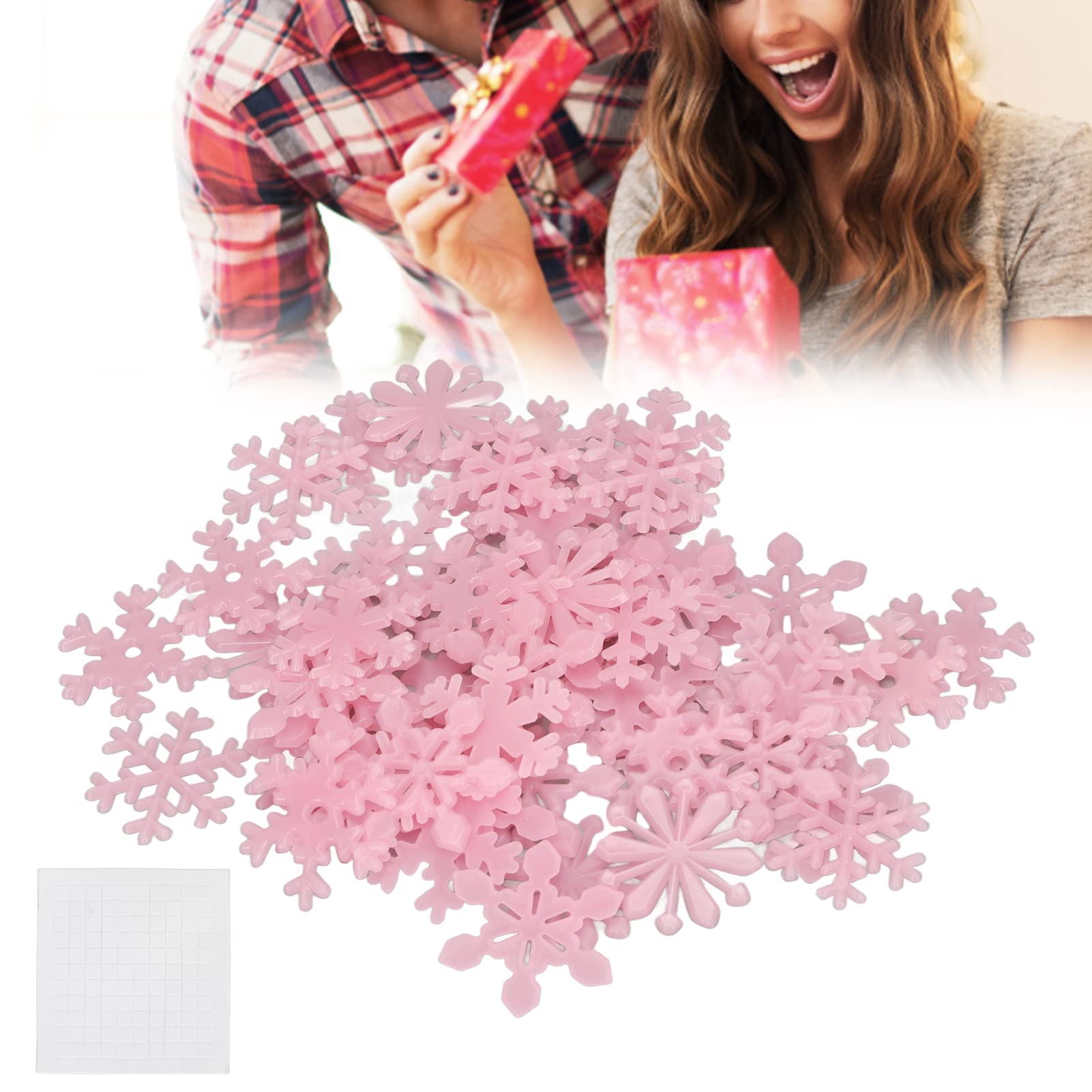 HURRISE 50pcs Christmas Glow in the Dark Wall Stickers - Luminous Decals for Holiday Home Decor, Perfect for Living Room, Bedroom & Xmas Gifts (Pink) | Create Festive Atmosphere for Christmas Parties & Family Gatherings