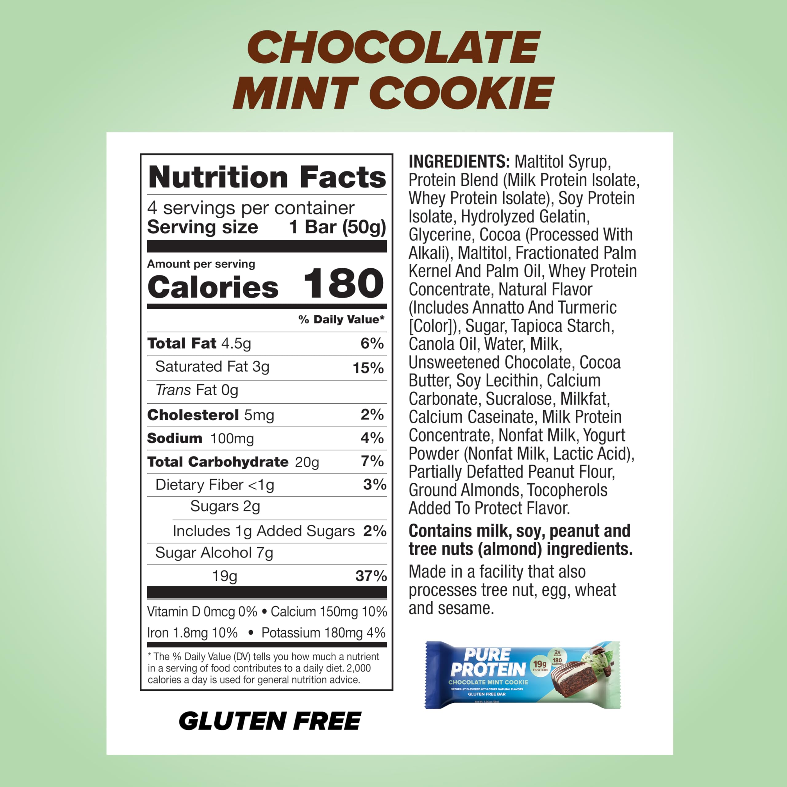 Pure Protein Bars - High Protein, Low Sugar, Gluten Free Chocolate Mint Cookie Snacks (36 Pack) | Energy Boosting Nutrition for Workouts, Hiking & Healthy On-the-Go Lifestyle