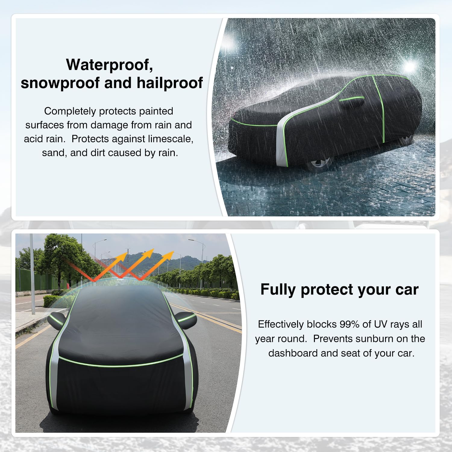 Premium Waterproof All-Weather Car Cover for Toyota Camry 1987-2025 - UV Protection, Zipper Access & Reflective Strips - Outdoor Vehicle Protection for Snow, Rain, Sun & Dust