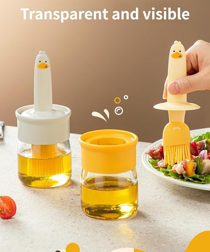 Premium Glass Olive Oil Dispenser for Kitchen - 2 in 1 Oil Bottle with Silicone Basting Brush - Perfect for Cooking, Vinegar, Sauces, BBQ, Grilling, Frying, Baking & Air Fryer - Ideal for Home Chefs & Gourmet Cooking