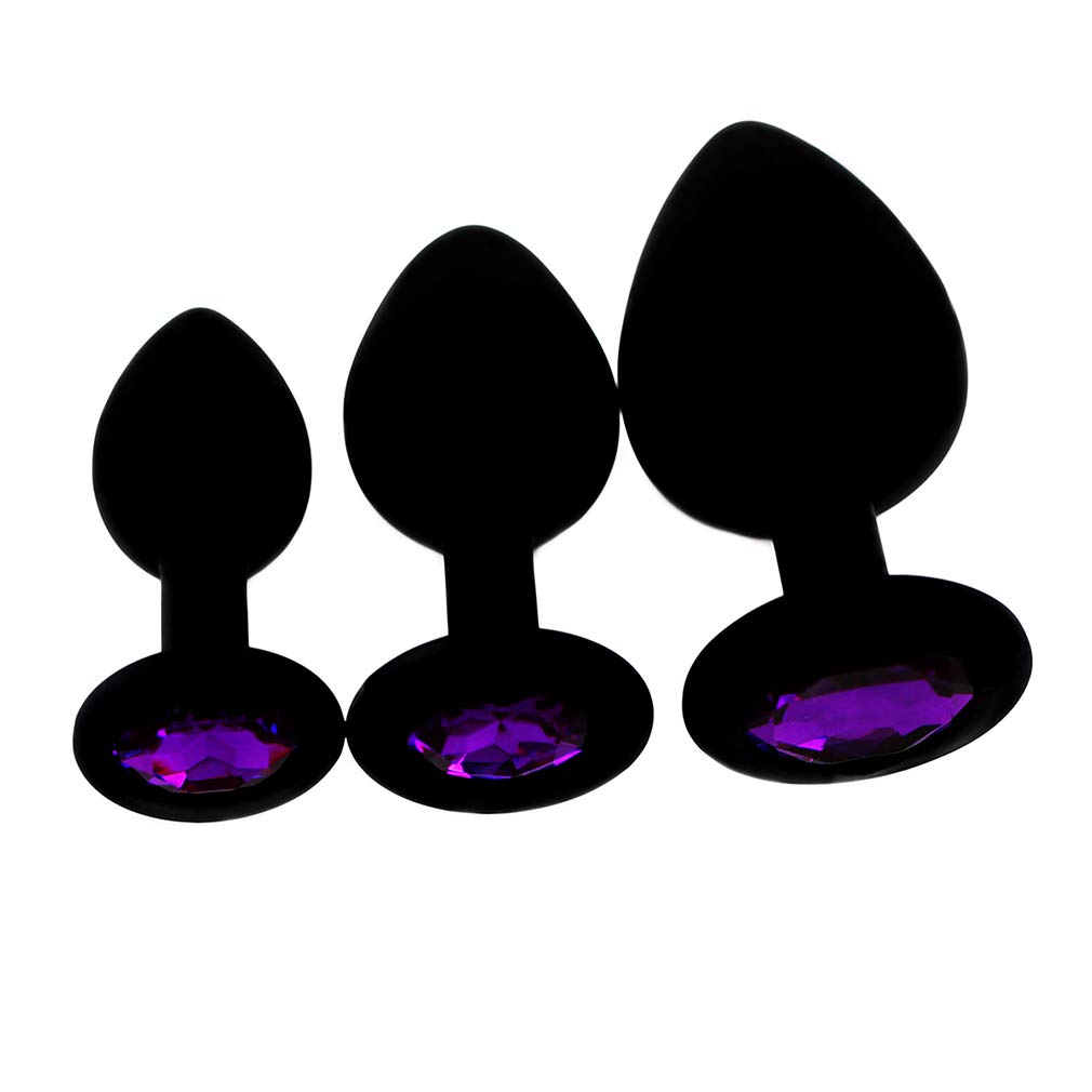 3PCS Silicone Jeweled Anal Trainer Plugs Set - Beginner Friendly Anal Sex Toys for Men, Women & Couples | Black | Perfect for Sensual Play, Intimacy & Exploration