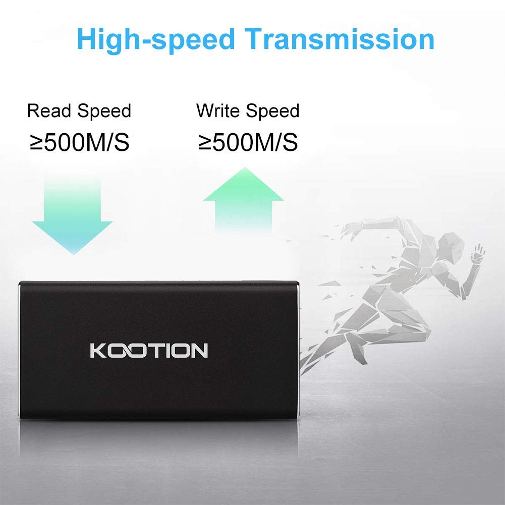 KOOTION 1TB External SSD Portable Hard Drive - USB 3.1 Type-C Ultra Slim Solid State Drive with 500MB/s Read & 450MB/s Write Speeds - Perfect for Gaming, Photography, Video Editing & Data Backup