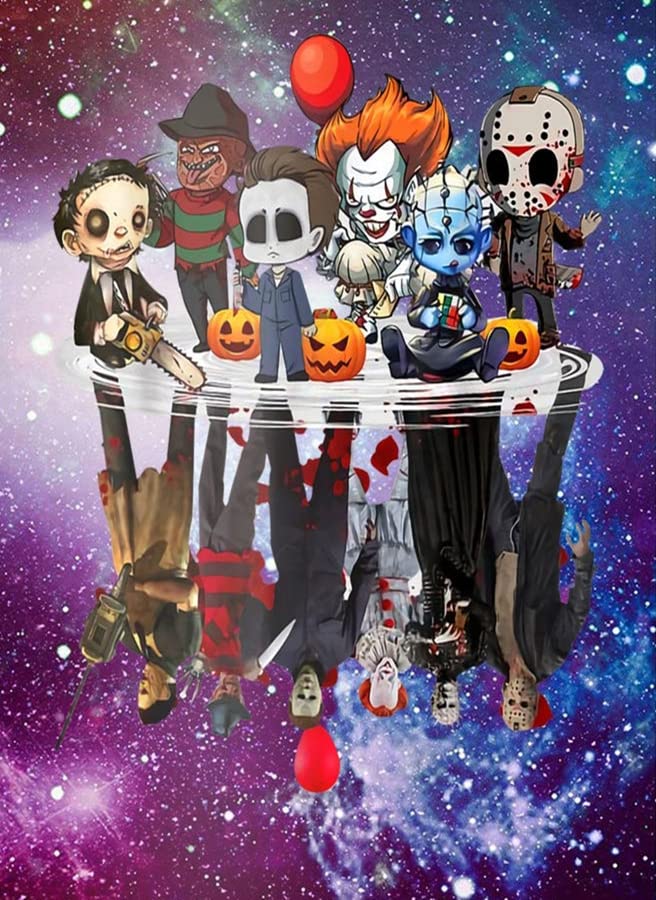 1000-Piece Wooden Jigsaw Puzzle - Horror Movie Chibi Characters with Water Reflection - Fun Educational Toy for Adults & Kids - Perfect for Family Game Night & Brain Development
