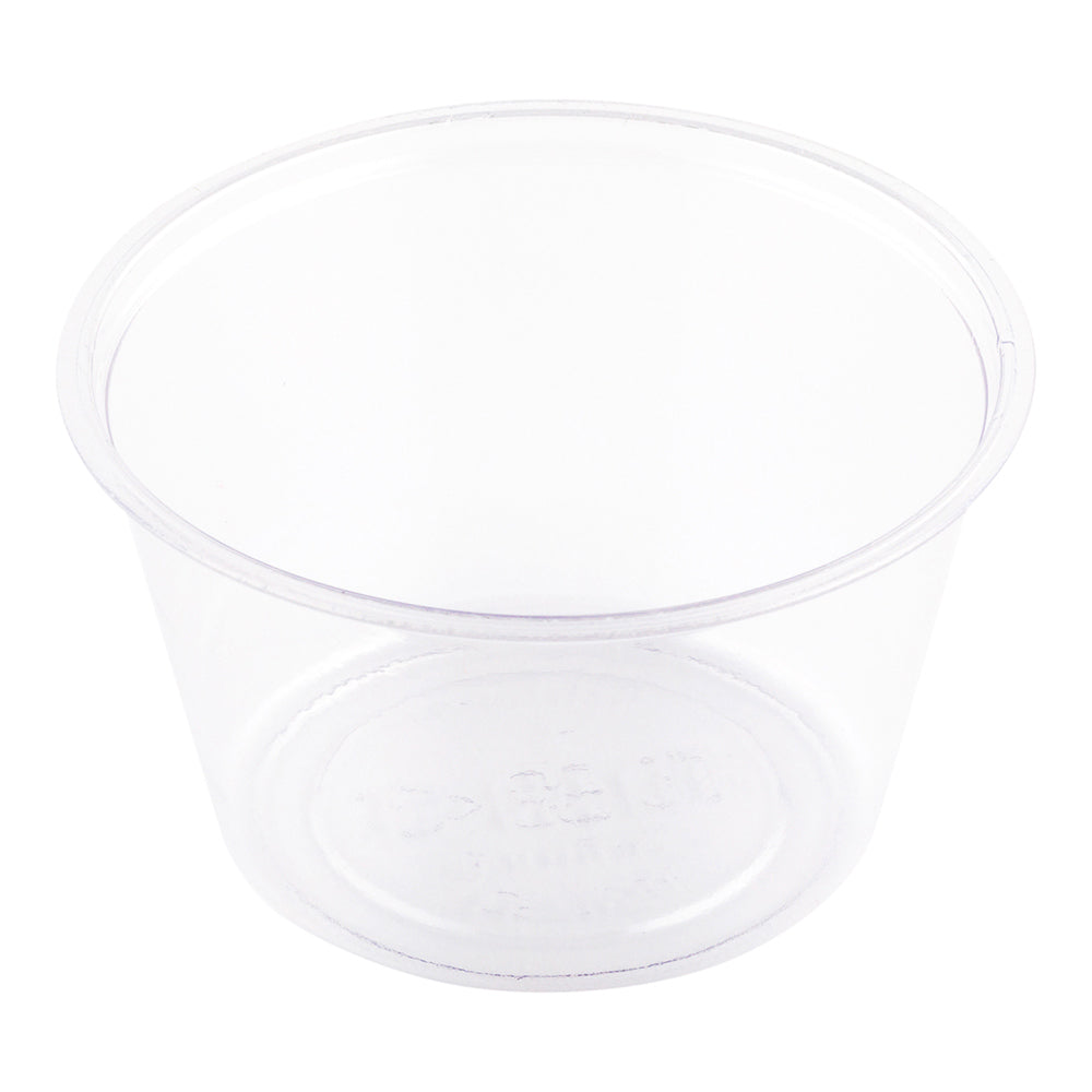 Basic Nature 3 oz Clear PLA Compostable Plastic Portion Cups - 2 3/4 x 2 3/4 x 1 1/2 Inches - 100 Count Box - Perfect for Food Sampling, Meal Prep & Portion Control