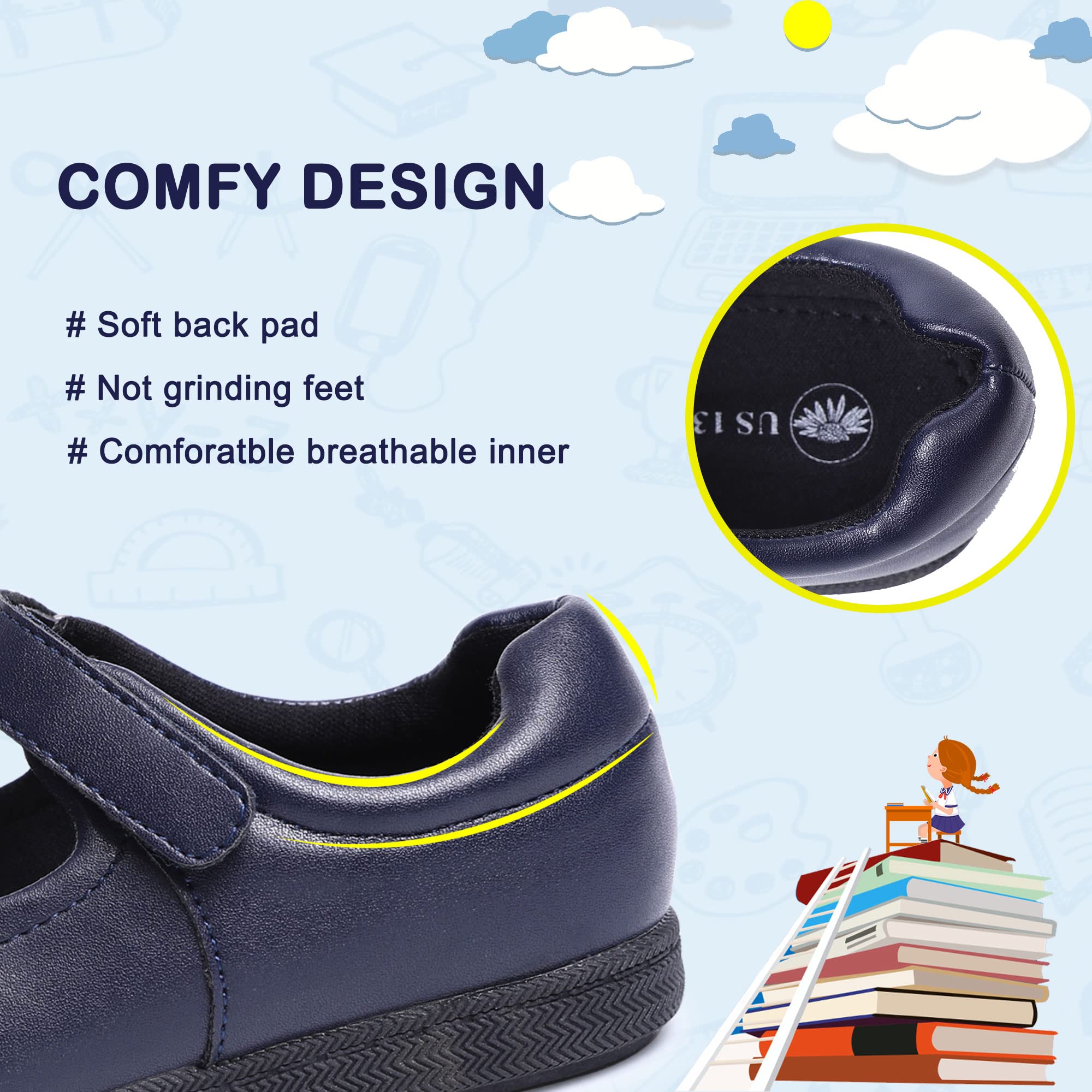 Girls Mary Jane Shoes - Cute Flats for School Uniform, Dresses & Weddings | Comfortable Dress Shoes for Back to School, Parties & Special Occasions
