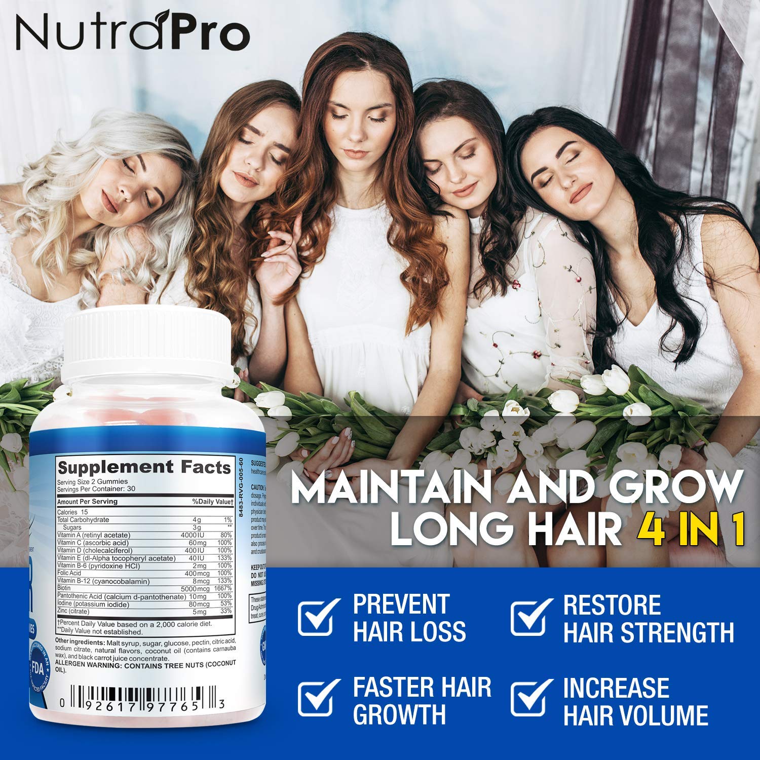 Long Hair Gummies with Biotin & Collagen - Hair Growth Vitamins for Women | Promotes Stronger, Thicker Hair | Perfect for Daily Hair Care Routine & Healthy Hair Maintenance