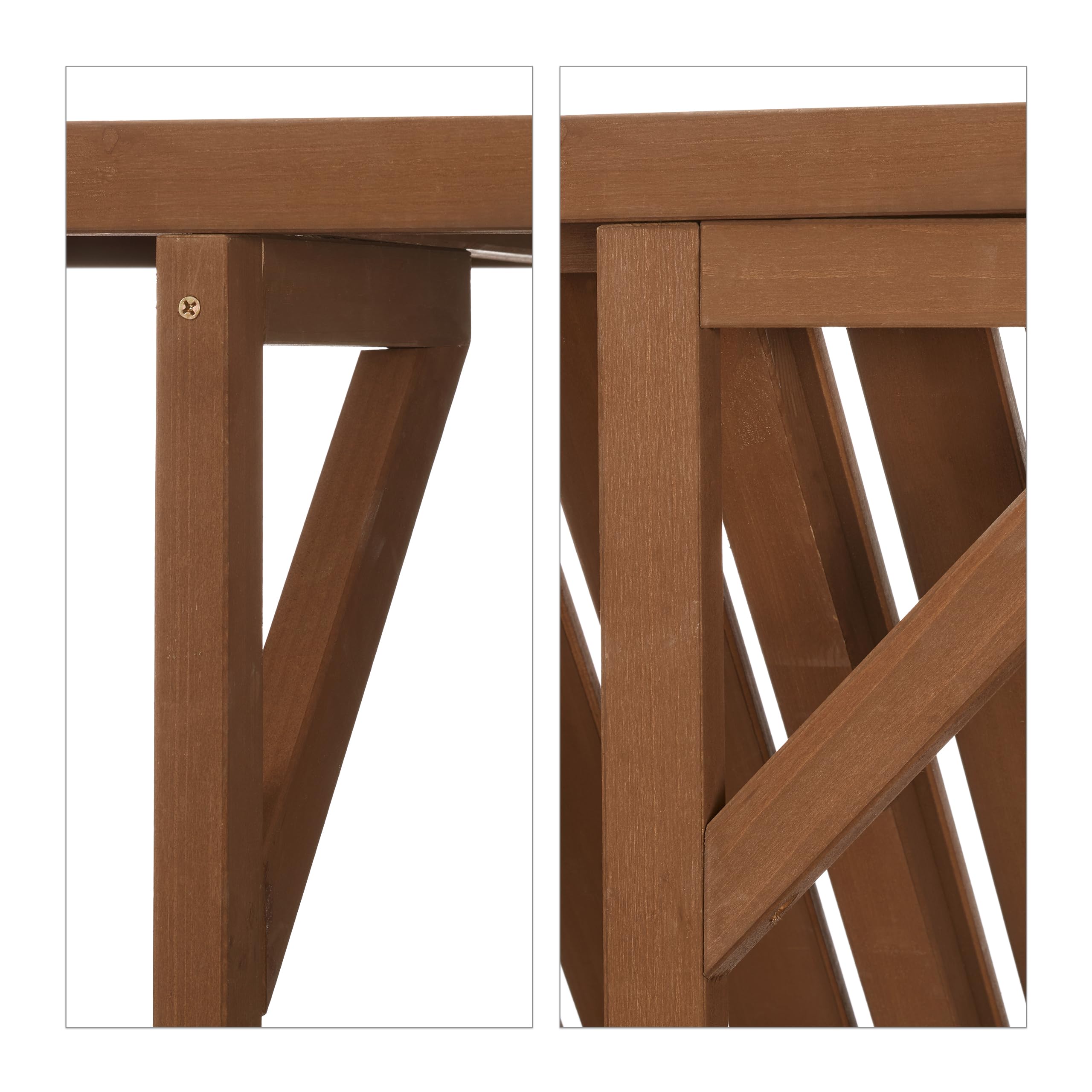 Adjustable Hanging Balcony Table - 60x45cm Foldable Wooden Deck Table for Small Spaces, Perfect for Outdoor Terrace, Patio & Garden Use - Brown