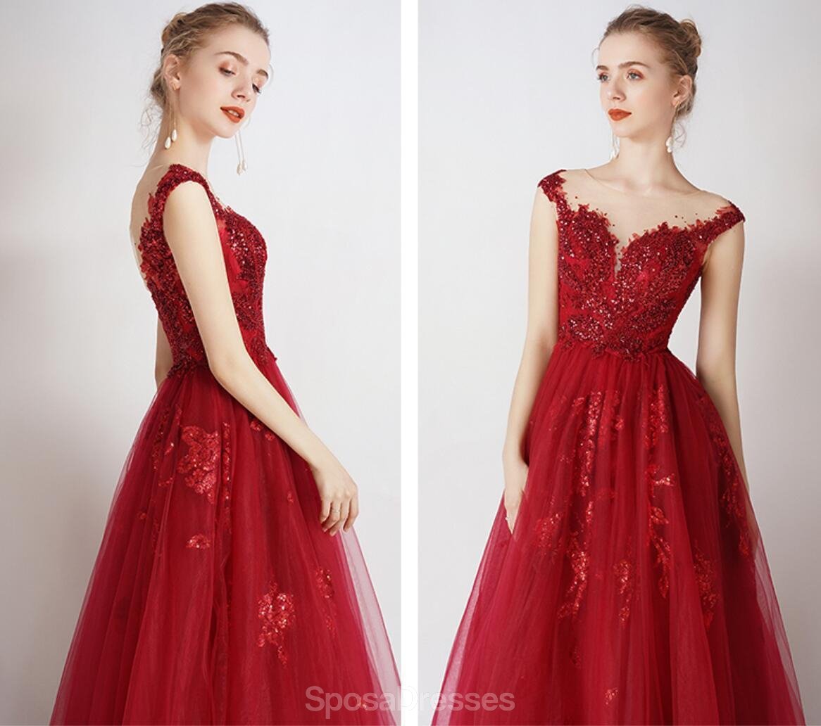 Elegant Red Beaded Sequin Cap Sleeve A-Line Long Evening Prom Dress for Women - Perfect for Formal Parties, Homecoming, and Special Occasions
