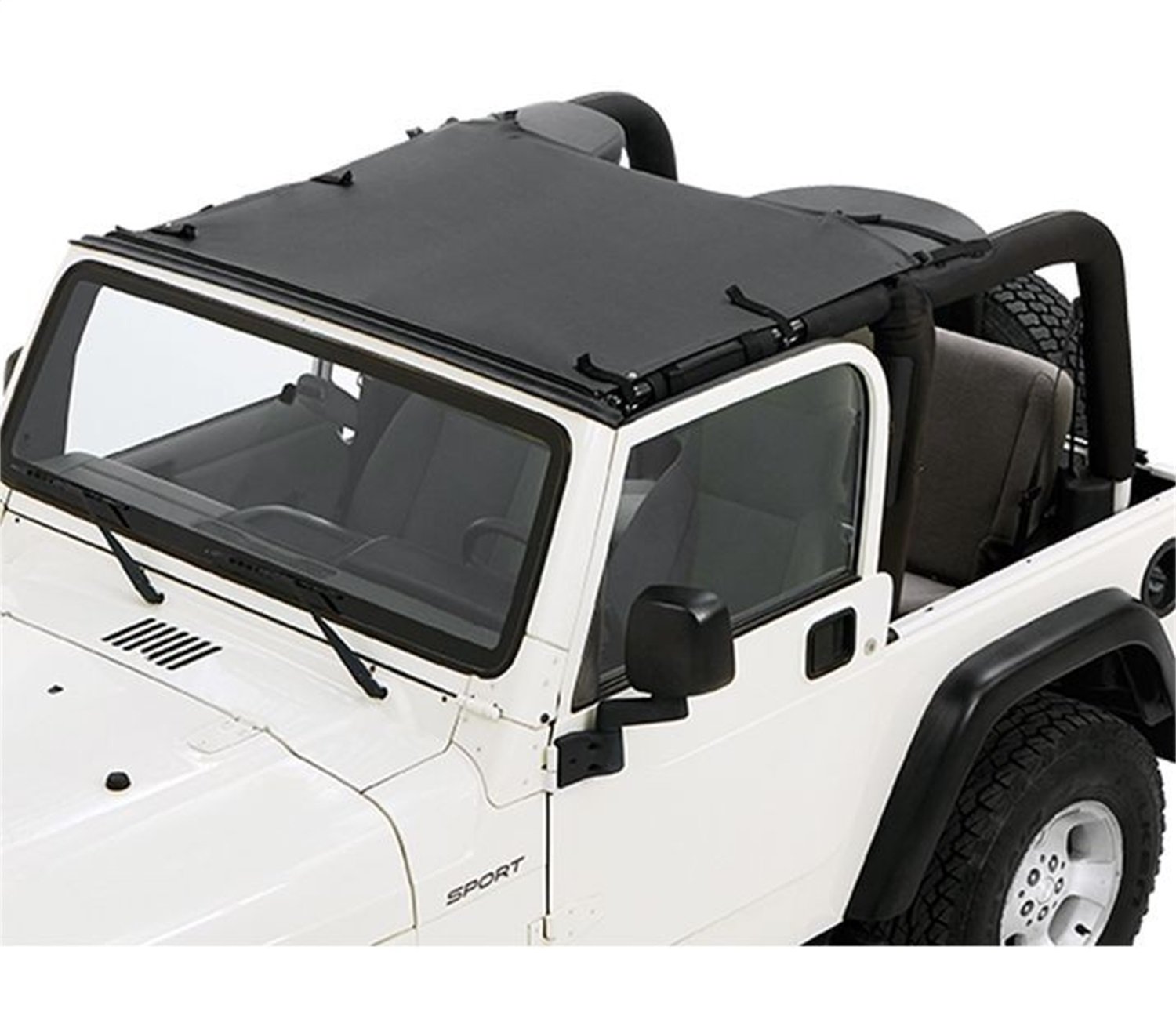 Bestop 5240335 Black Diamond Sun Bikini Top for Jeep Wrangler 1996-2007 | Targa Style Convertible Top Replacement | Perfect for Summer Off-Roading & Beach Cruising