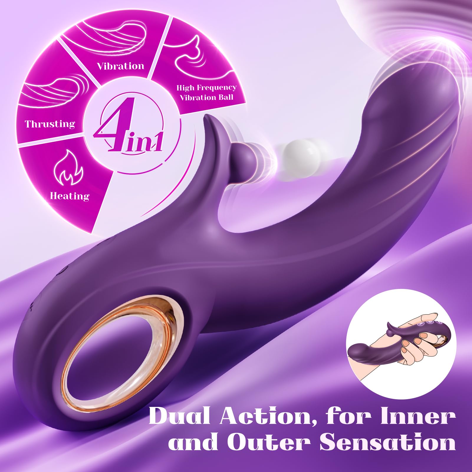 Powerful Thrusting Dildo Vibrator for Women - 10 Vibration & 7 Thrusting Modes with Heating Function, G-Spot & Clitoral Stimulation Adult Toy | Perfect for Couples Play, Solo Pleasure & Spicing Up Your Sex Life