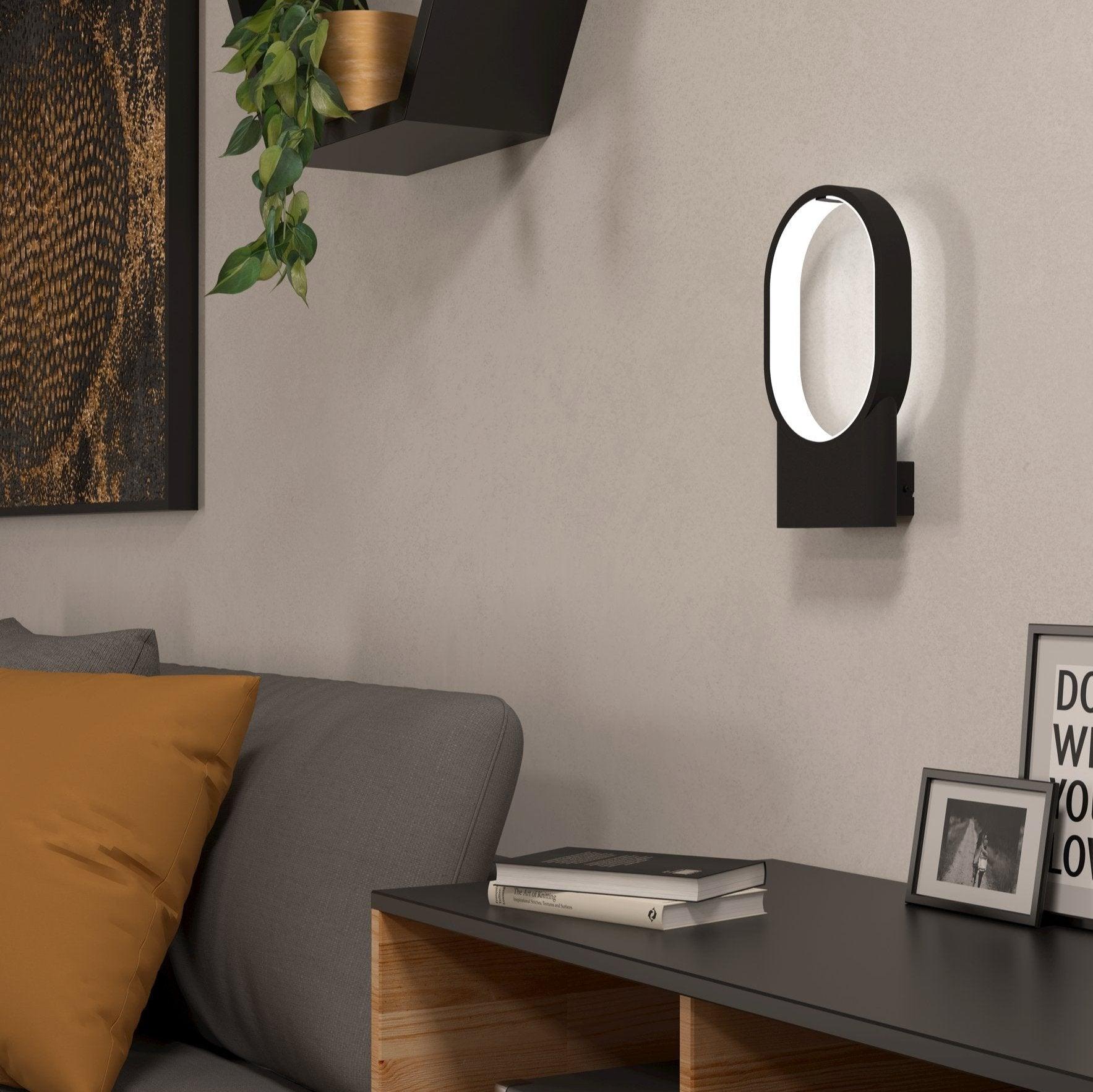 Eglo Codriales Black LED Wall Light - Modern Indoor/Outdoor Sconce for Living Room, Bedroom, Patio & Hallway Lighting
