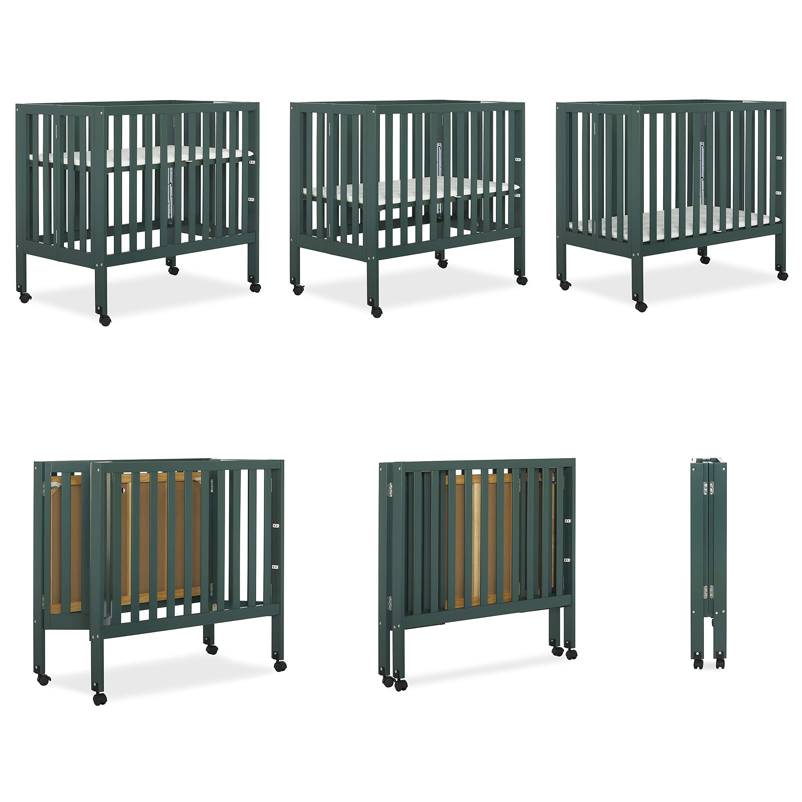 Dream On Me Jett Lightweight Portable Convertible Crib - 3 Adjustable Mattress Heights, Foldable Travel Crib with 1.5