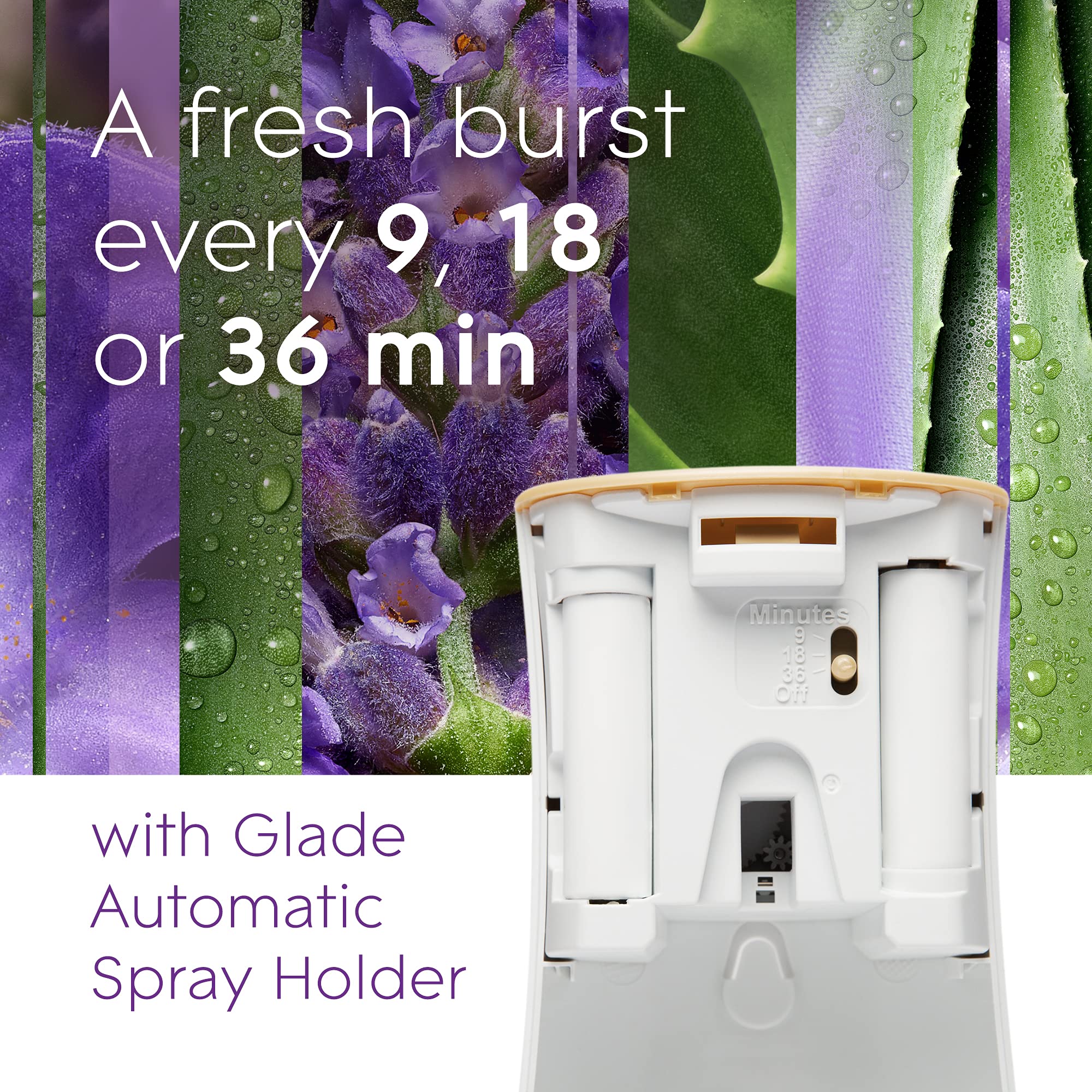 Glade Automatic Spray Refill - Lavender & Aloe Scented Air Freshener for Home, Bathroom & Office - 6.2 Oz - Long-Lasting Fragrance for Relaxation & Stress Relief