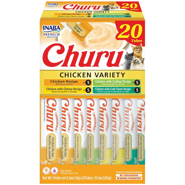 Inaba Churu Chicken Recipe Creamy Puree Cat Treats Variety Pack - Delicious & Healthy Snacks for Cats, Kittens & Senior Cats - Perfect for Training, Bonding & Rewarding Your Feline Friend