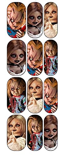 Scary Movie Halloween Nail Art Decals - Michael Myers & Chucky Doll Horror Nail Decorations, Waterslide Nail Transfers (13 Designs) for Spooky Party & Cosplay Nail Art