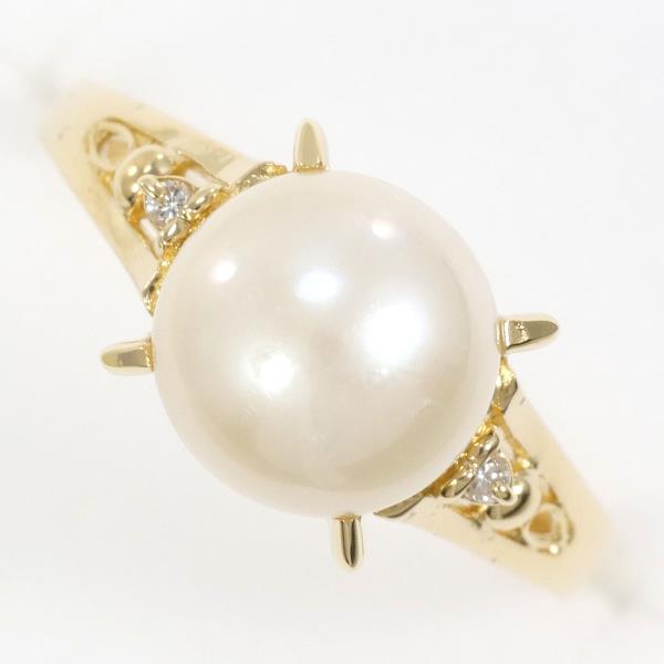 18K Yellow Gold Pearl and Diamond Ring for Women - Elegant Bridal, Engagement, Anniversary Jewelry Gift