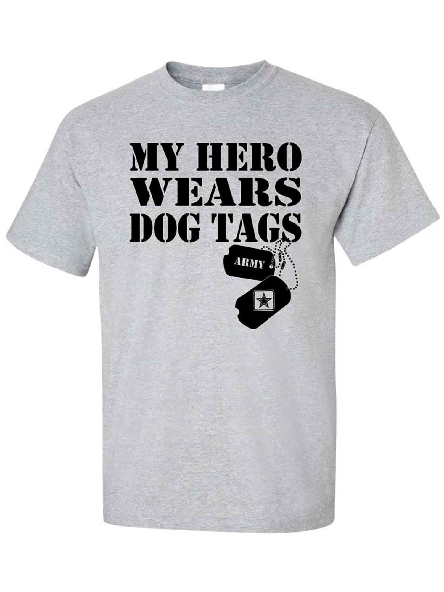 My Hero Wears Dog Tags - Military Appreciation Army Short Sleeve T-Shirt for Men & Women | Patriotic Veteran Gift, Memorial Day, Veterans Day Apparel
