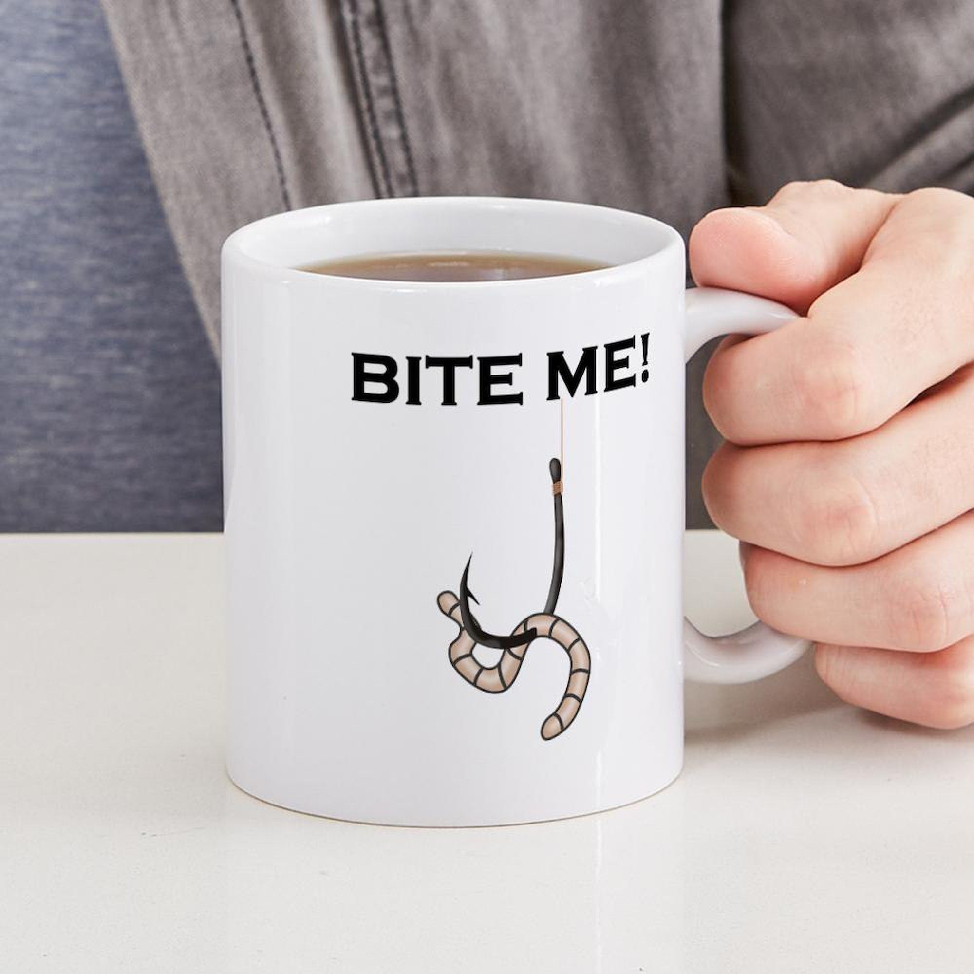 Bite Me! 11 oz Ceramic Coffee Mug (325 ml) - Funny Sarcastic Gift for Office, Home & Coffee Lovers - Perfect for Tea, Hot Chocolate & Morning Brews