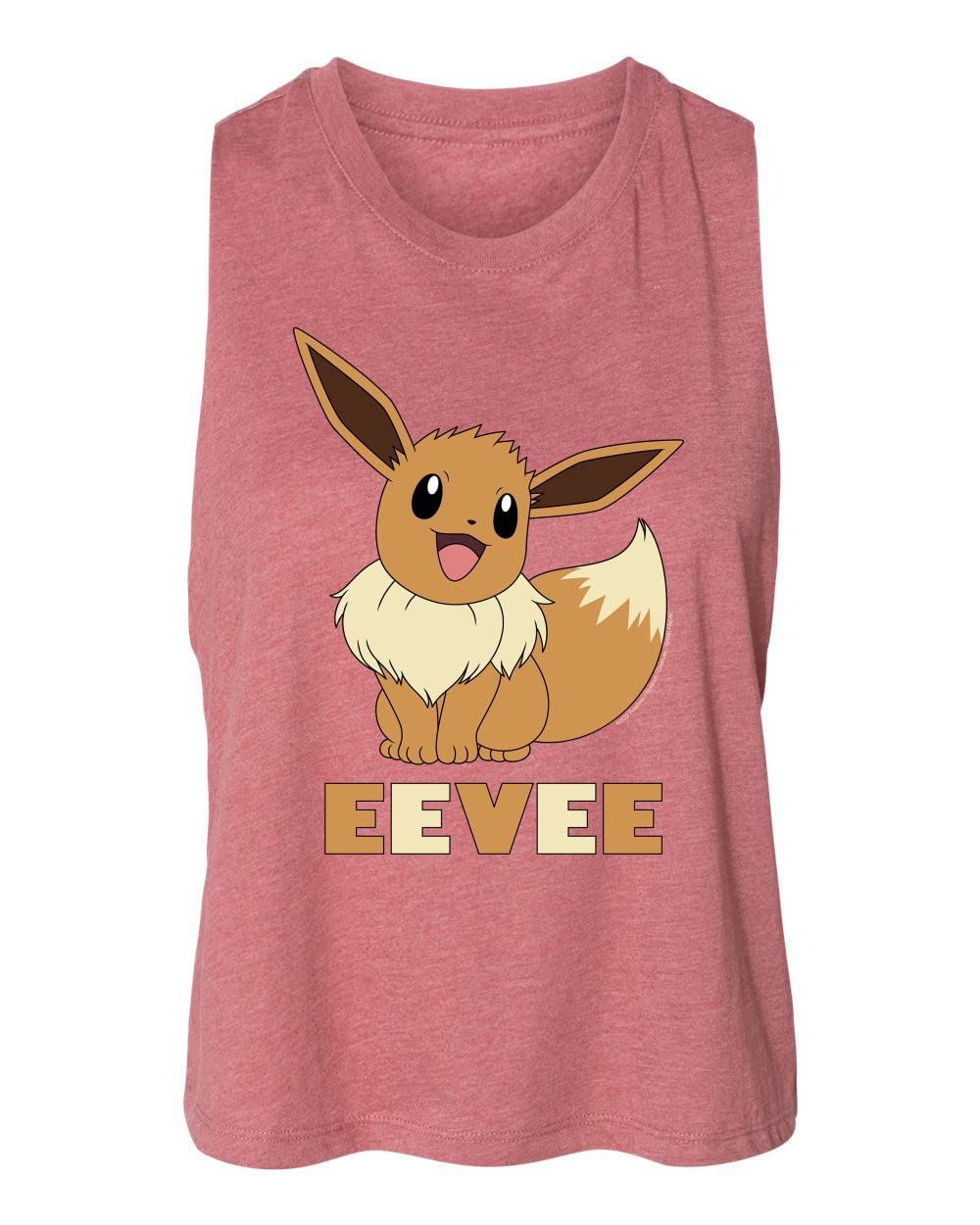 Pokémon Eevee Juniors Cropped Racerback Tank Top for Girls - Cute Anime Graphic Tee - Perfect for Cosplay, Gaming & Casual Wear