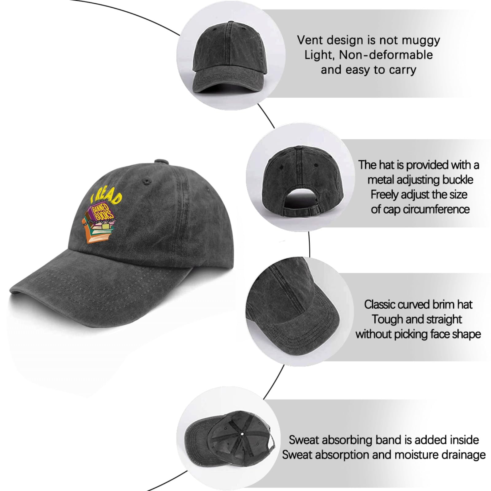 Banned Books Golf Hat - Funny Reading Hat for Men, Dad Gifts - Sun Protection for Outdoor Activities