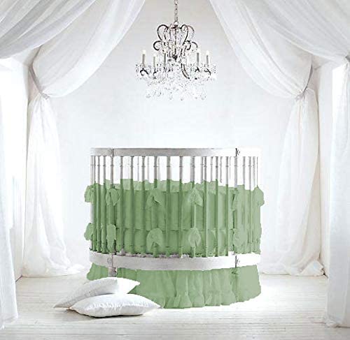 Premium 4-Piece Baby Crib Bedding Set - 600 Thread Count 100% Egyptian Cotton (1 Blanket, 1 Pillowcase, 1 Fitted Sheet, 1 Skirt) - Soft Moss Green Nursery Collection for Newborns & Infants - Perfect for Nursery Decor, Baby Showers & Gift Giving