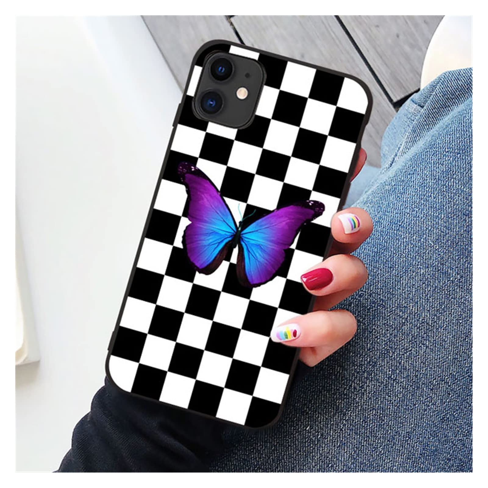 NSADE Cartoon Grid iPhone Case for iPhone 7/8/XR/X/XS MAX/12/11/13 Pro MAX/SE 2020/13 Mini - Classic Plaid Protective Phone Cover (Green) | Trendy & Durable for Daily Use, Work & Travel