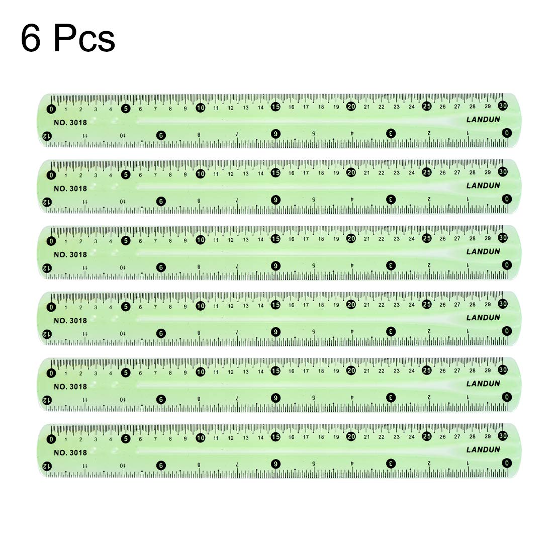 uxcell 12 Inch Flexible Straight Ruler - 30cm Soft Plastic Measuring Tool (6 Pack) for Sewing, Crafts, School & Office Use