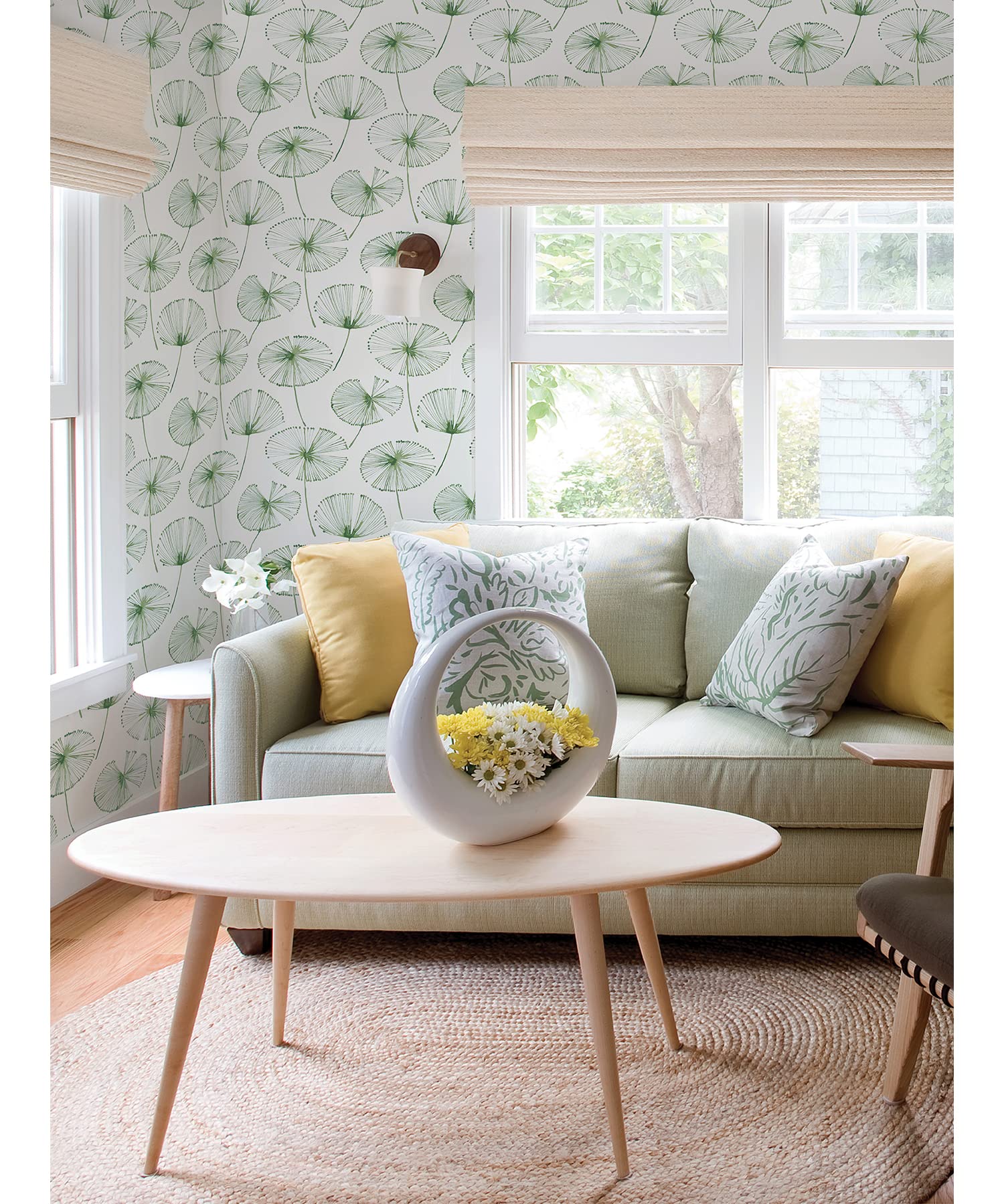 NuWallpaper Sage Aya Peel & Stick Wallpaper - Self-Adhesive Removable Wallpaper for Bedroom, Living Room, Kitchen - Easy DIY Home Decor Upgrade