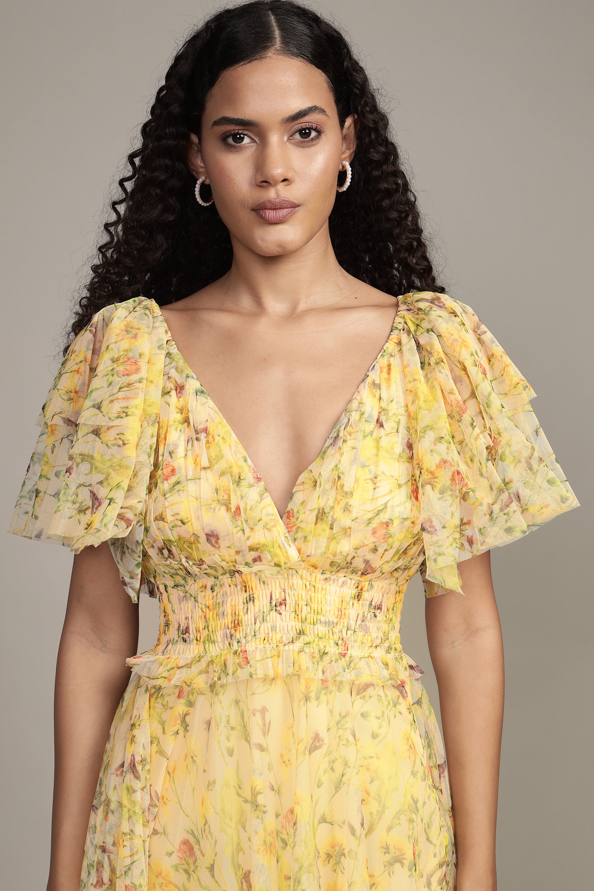 Shelby Yellow Printed Maxi Dress for Women - Flowy Summer Beach Dress with Pockets, Boho Chic Long Dress for Vacations, Parties & Date Nights
