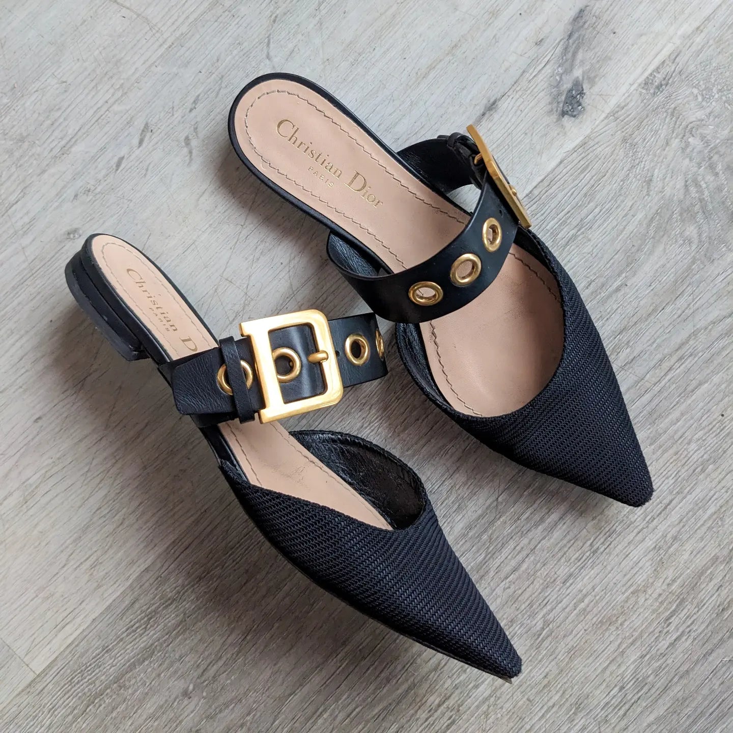 Dior D Dior Black Technical Fabric and Leather Flat Mules - Women's Luxury Slip-On Shoes Size 39 - Perfect for Casual Outings, Office Wear & Evening Events
