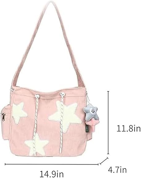 Stylish Star Shaped Crossbody Bag for Women - Corduroy Hobo Purse with Secure Zipper | Perfect for Everyday Use, Travel & Casual Outings