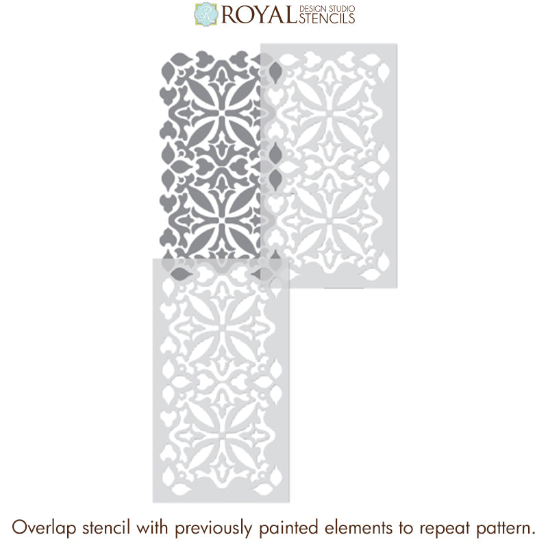 Island Dreams Tile Allover Stencil - DIY Home Decor Stencil for Wall, Floor & Furniture - Perfect for Bathroom, Kitchen & Outdoor Projects