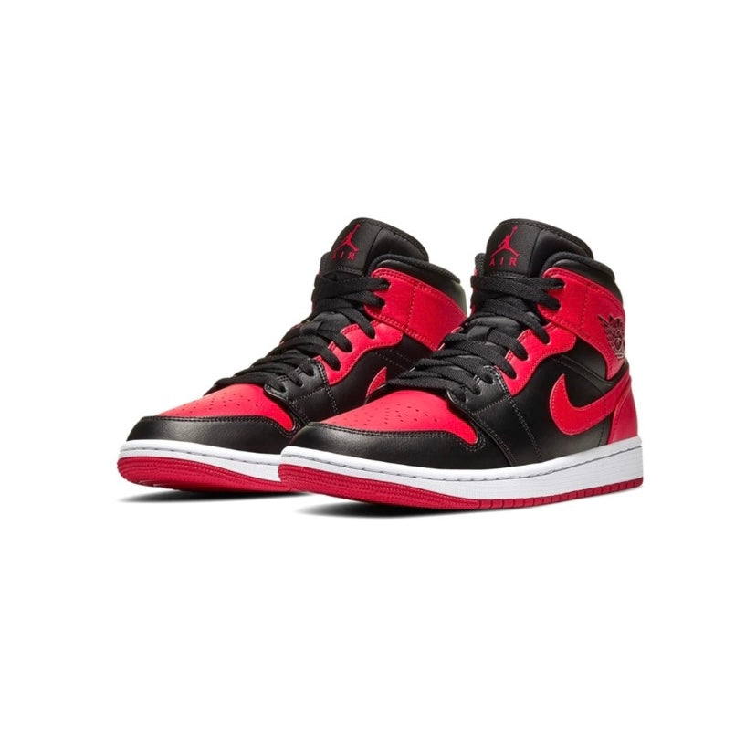 Air Jordan 1 Mid GS Bred Banned Black Gym Red Basketball Shoes 2020 - Perfect for Streetwear Fashion & Gym Training
