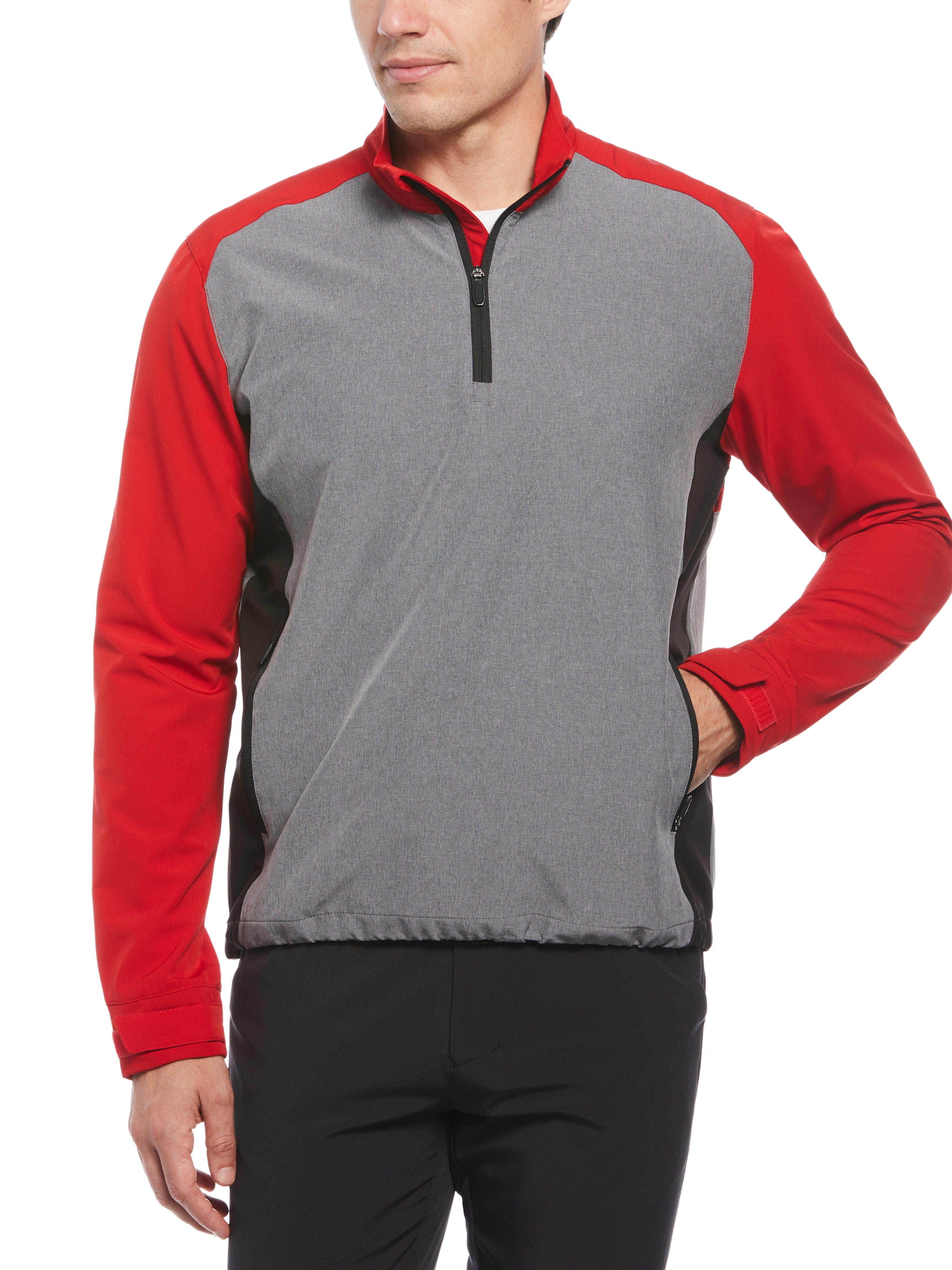 Men's Heathered Block Quarter Zip Golf Jacket - Lightweight Pullover for Golfing, Outdoor Sports & Casual Wear